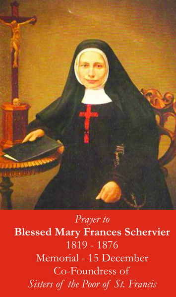 Dec 15th: Blessed Mary Frances Schervier Prayer Card***BUYONEGETONEFREE***